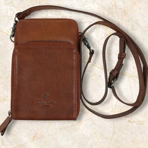 Wild West Genuine Brown Leather Cell Crossbody Bag